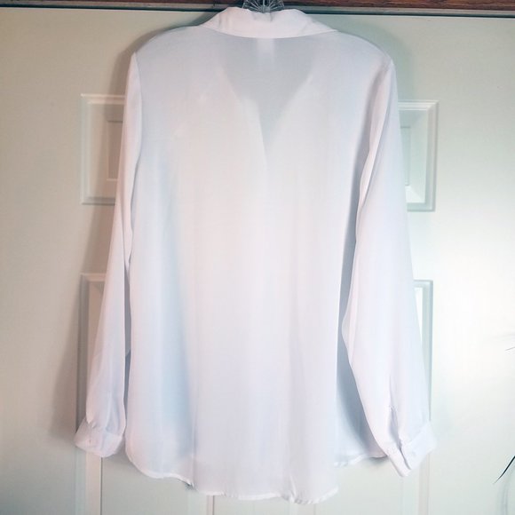 Bea Women's White Button Down Gold Studded Shirt Top Blouse - Picture 7 of 12